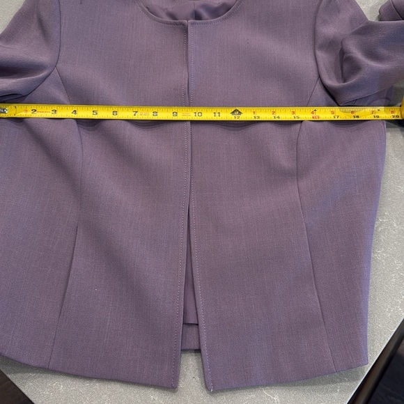Tahari Purple Blazer Collarless Bell Sleeves - Picture 5 of 7